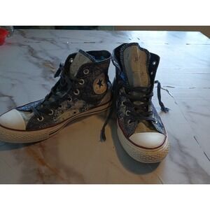 Y2K Style Disstresed Womens Convers All Star Rare Patch Work Denim Graphic Sz7.5